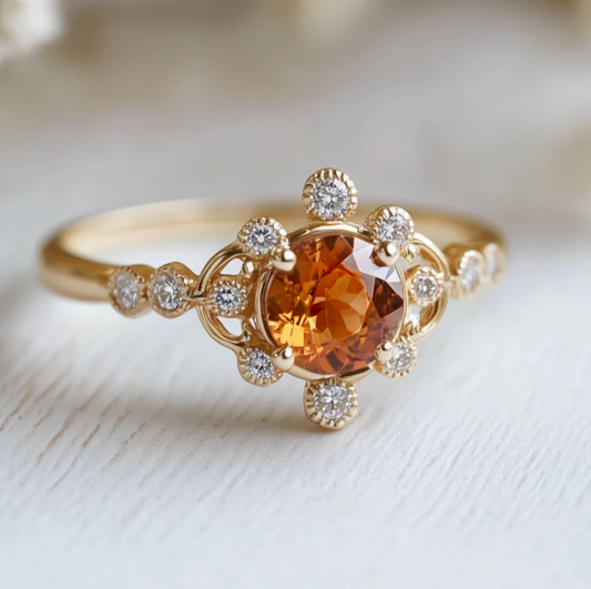 Sunset Spark Citrine Engagement ring