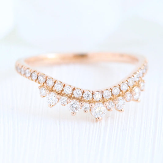2.10 Ctw Pear Diamond Ring Set w/ Lab Diamond and Crown Wedding Band