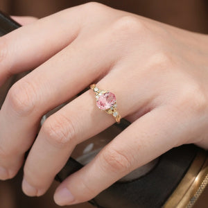 Lila Dainty Sparkle Cut Pink Sapphire Leaf Engagement Ring