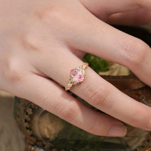 Lila Dainty Sparkle Cut Pink Sapphire Leaf Engagement Ring