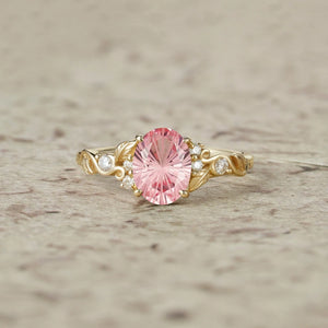Lila Dainty Sparkle Cut Pink Sapphire Leaf Engagement Ring