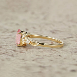 Lila Dainty Sparkle Cut Pink Sapphire Leaf Engagement Ring