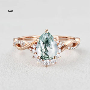 1.5ct Pear Moss Agate Infinity Engagement Ring - Barbara