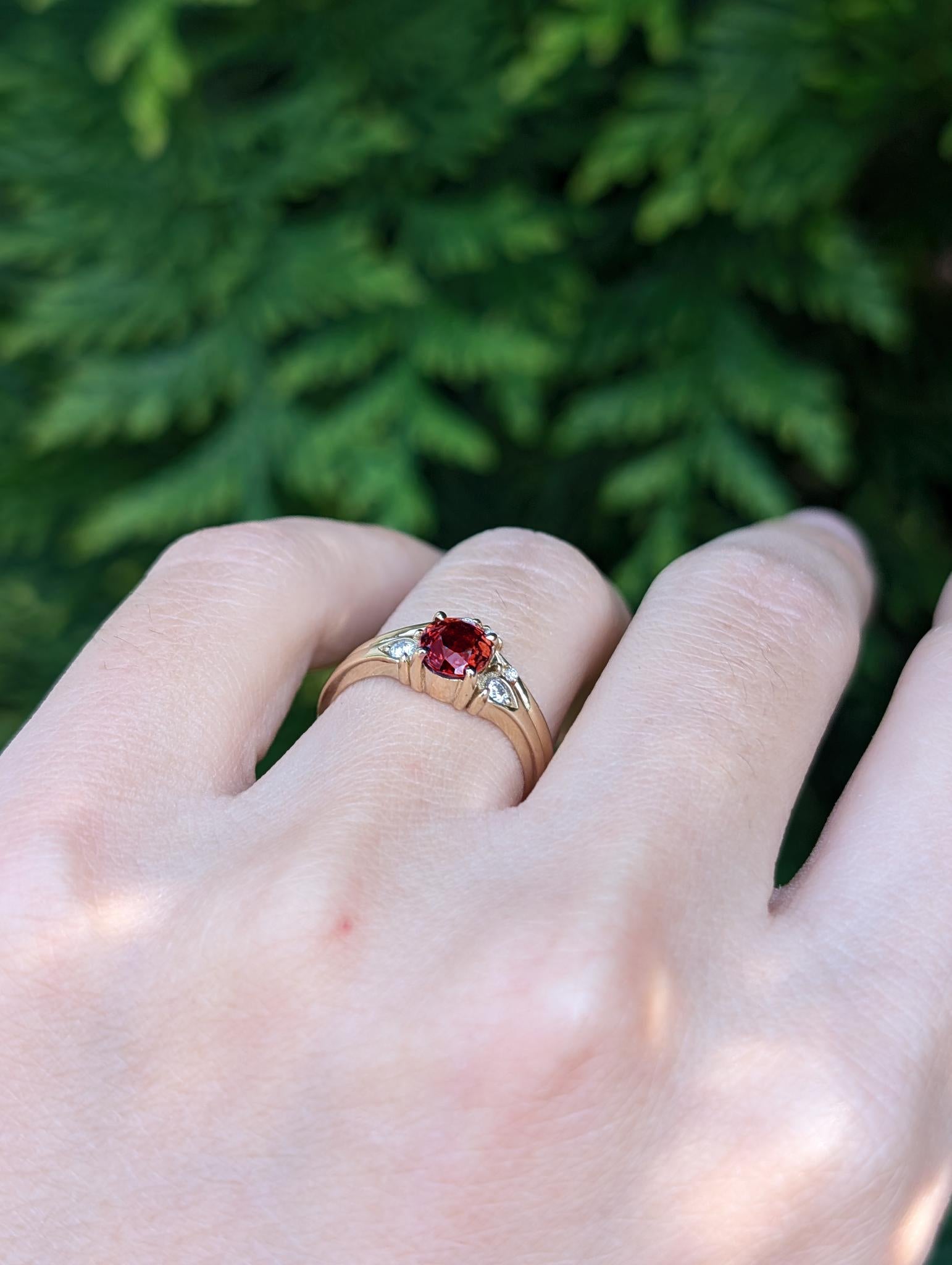 Burning Rose Garnet Ring, Dainty Natural Garnet engagement ring