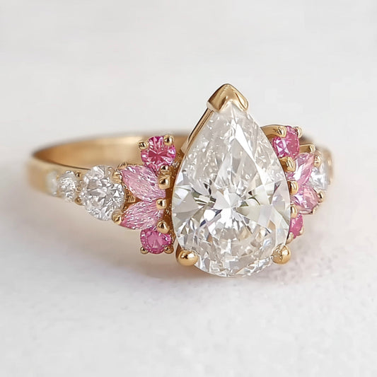 Peony Dream Pear Lab Diamond Engagement Ring, Engagement Ring