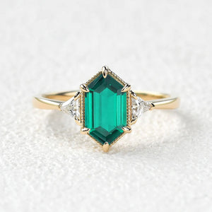 1.5ct Geometric Moss Agate Three-stone Vintage Ring