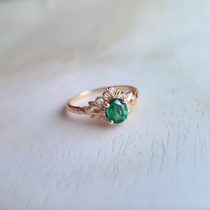Willow Crest Emerald Engagement Ring, Emerald Wedding Ring, Emerald Jewelry
