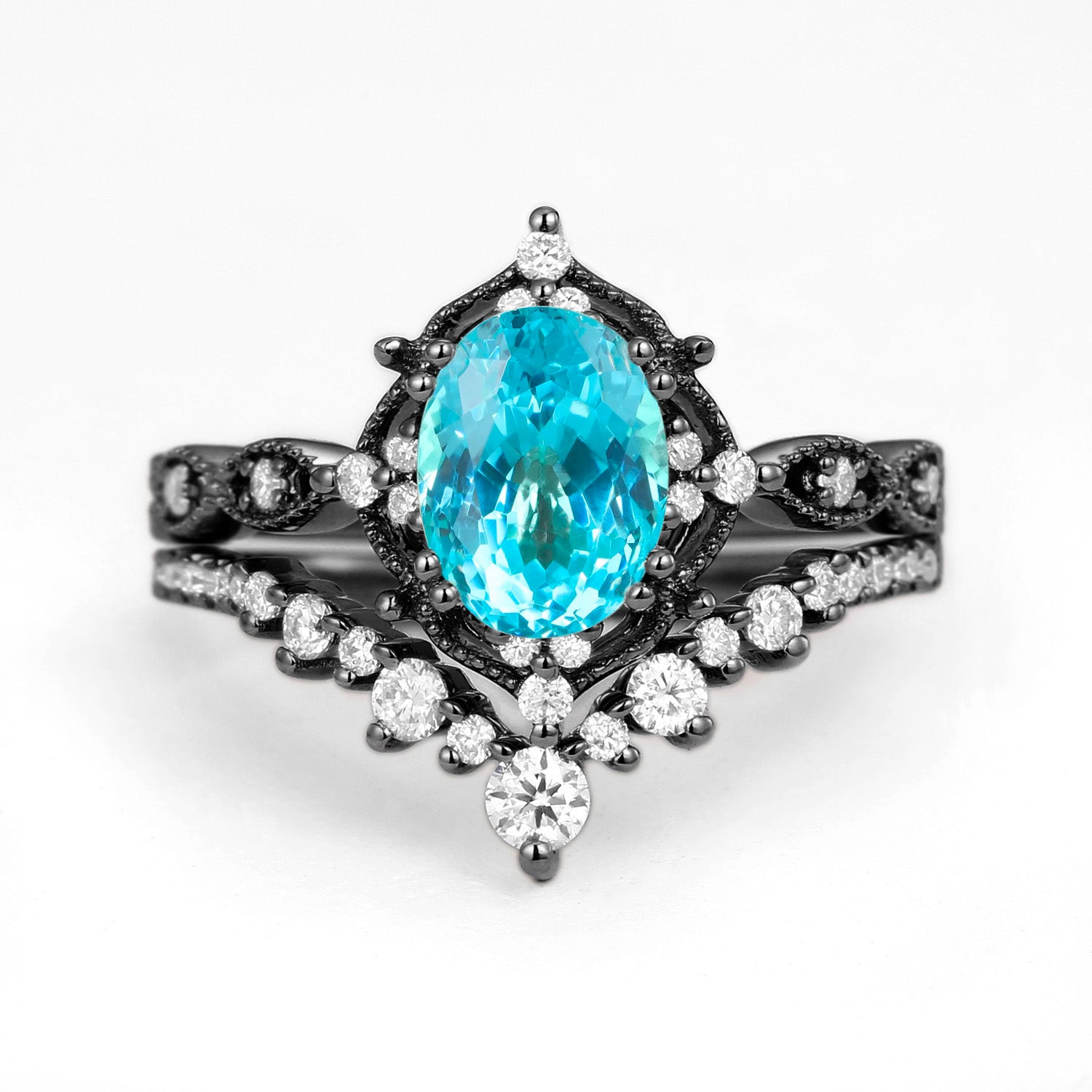 Black Gold Signature Vintage Ring Set 2pcs - Charlotte