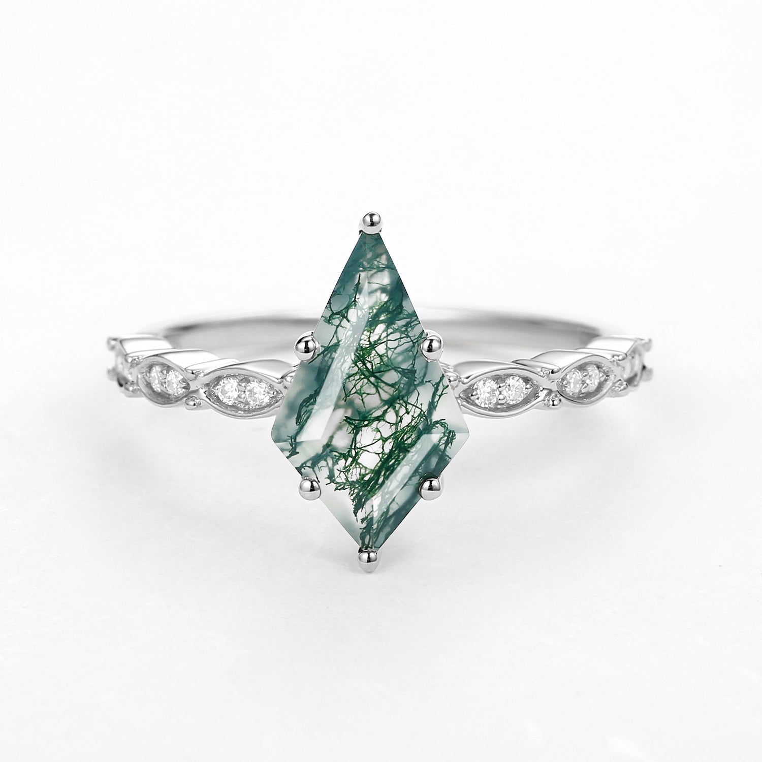 Kite Cut Moss Agate Rose Gold Ring