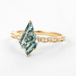 Kite Cut Moss Agate Rose Gold Ring