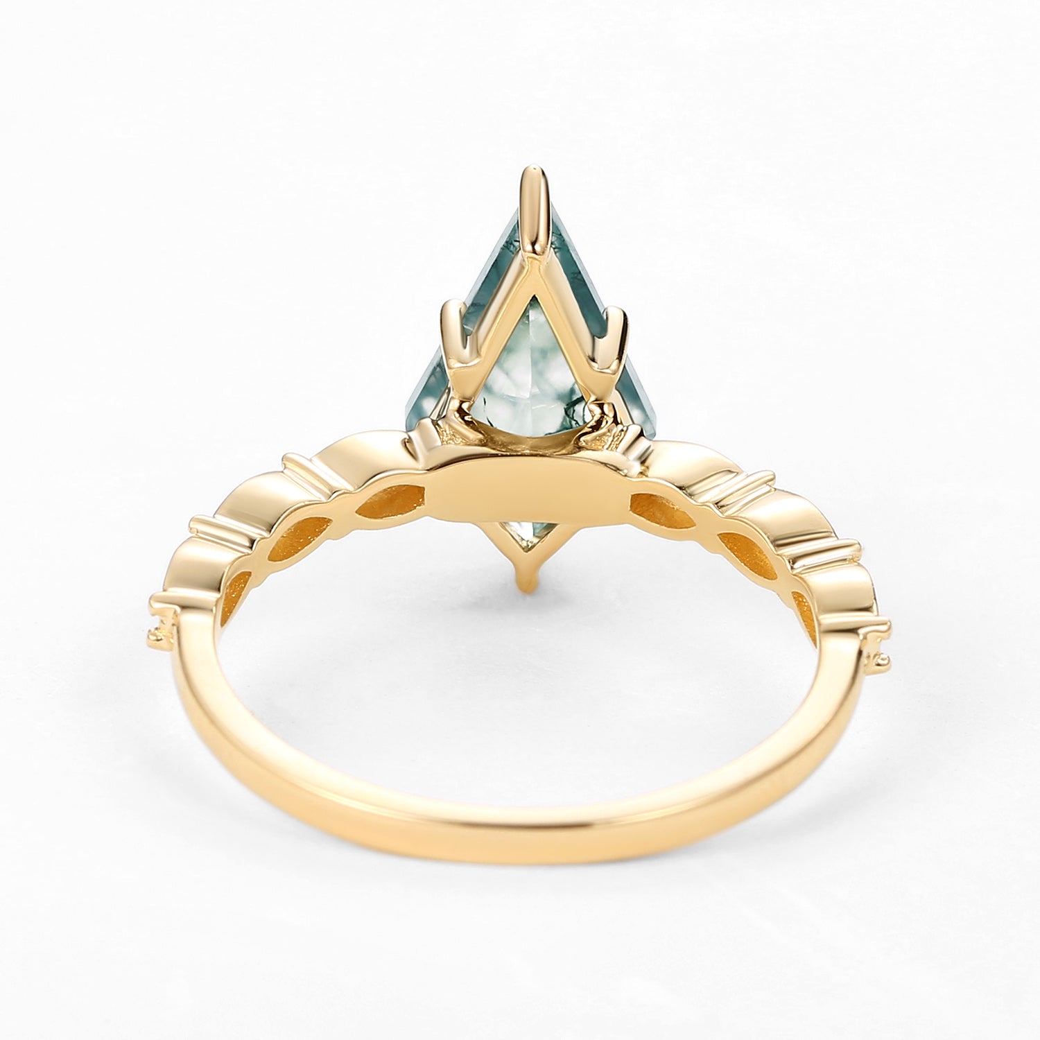 Kite Cut Moss Agate Rose Gold Ring