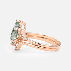 1.5ct Uniqueness Moss Agate Engagement Ring Set 2pcs - Vero