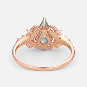 Elegant Kite Cut Moss Agate Engagement Ring - Tendril