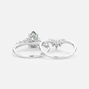 1.5ct Signature Pear Moss Agate Staccato Ring Set 2pcs - Scottie