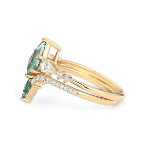 Twin Flames - Women Kite Moss Agate Wedding Ring Sets 2pcs - Zendaya