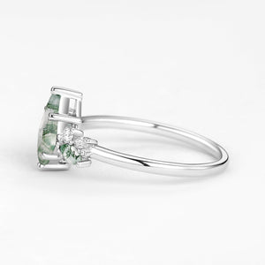Nature Inspired Kite Cut Moss Agate Engagement Ring