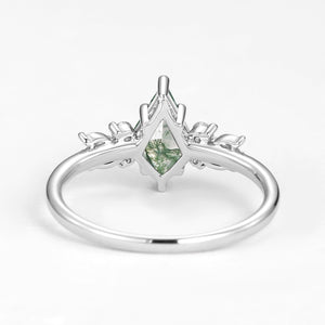 Nature Inspired Kite Cut Moss Agate Engagement Ring