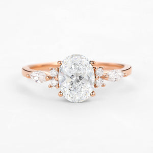 1.5ct Oval Cut Lab Grown Diamond Yellow Gold Engagement Ring