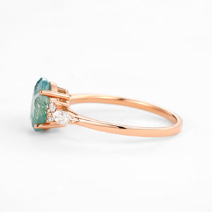 Oval Moss Agate Classic Engagement Ring