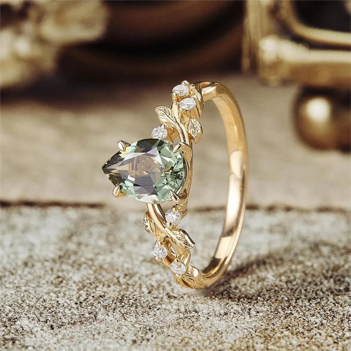 Sylvie’s Keepsake | Green Sapphire Vine Engagement Ring