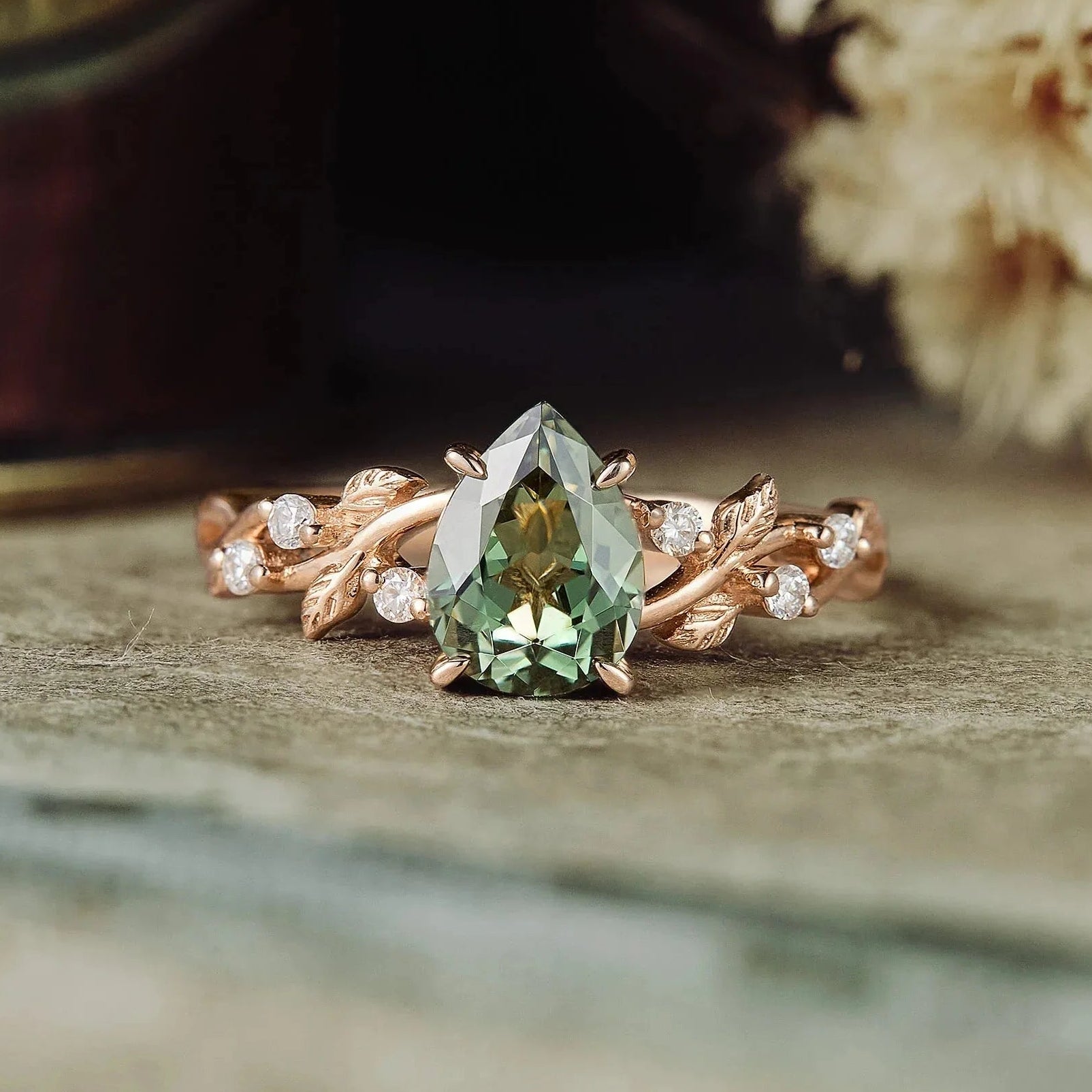 Sylvie’s Keepsake | Green Sapphire Vine Engagement Ring