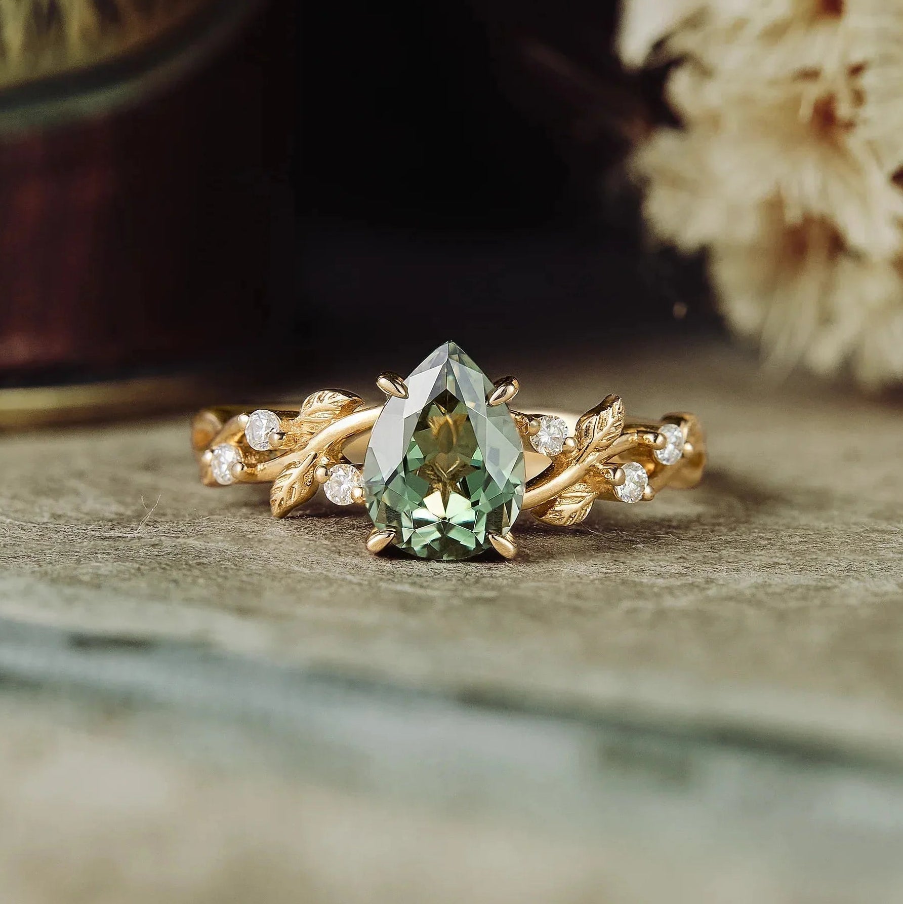 Sylvie’s Keepsake | Green Sapphire Vine Engagement Ring