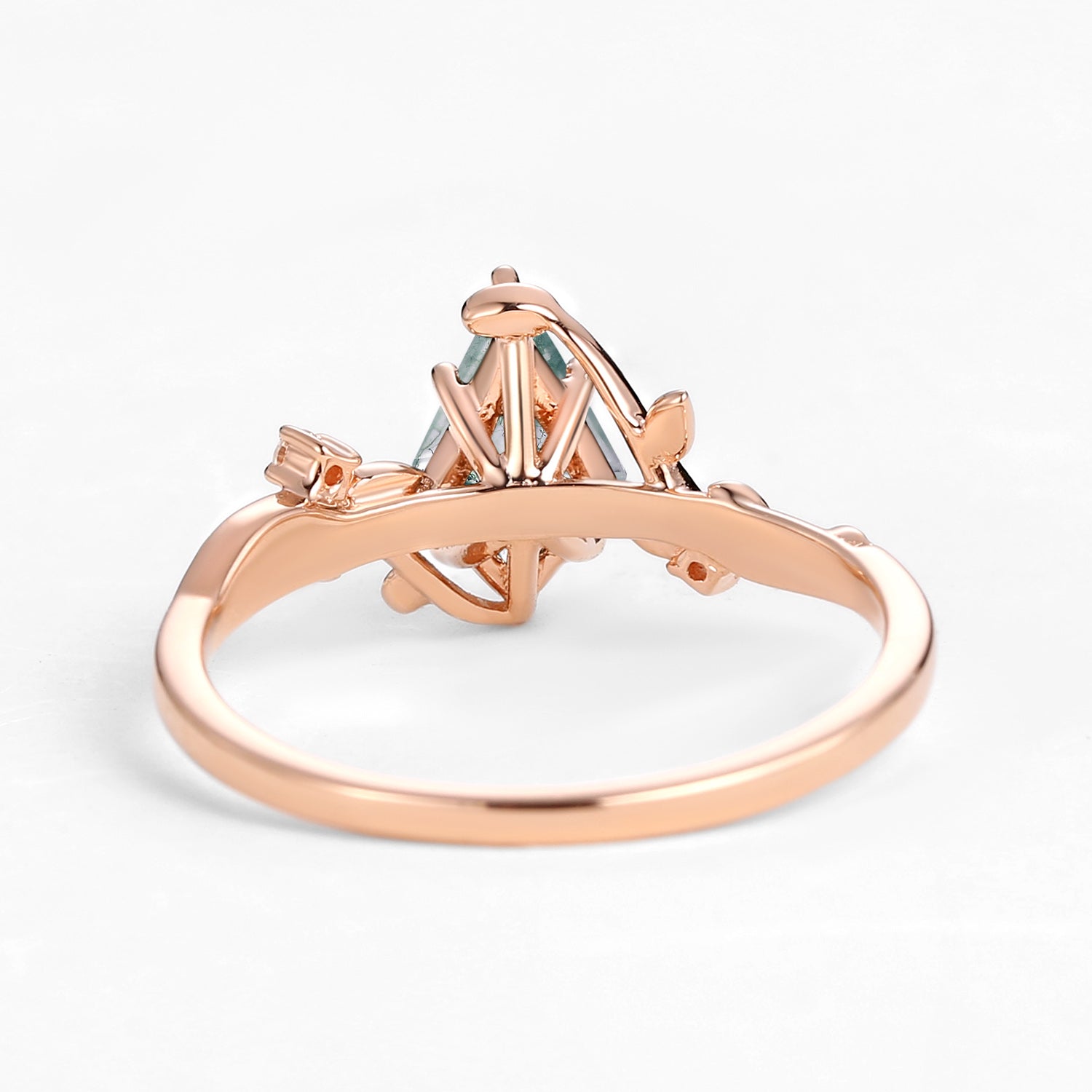 Willow Unique Kite Cut Moss Agate Leafy Engagement Ring