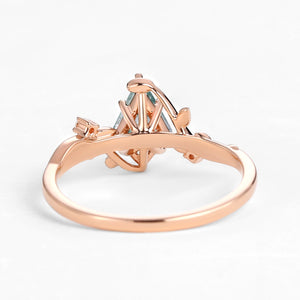 Willow Unique Kite Cut Moss Agate Leafy Engagement Ring