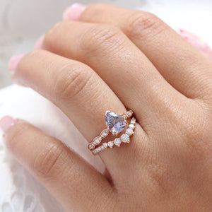 1.93 Ct Pear Lavender Sapphire Diamond Ring in 14k Rose Gold Grace Solitaire, Size 6.5