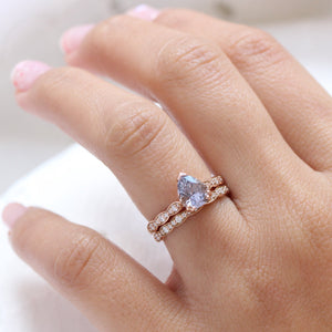 1.93 Ct Pear Lavender Sapphire Diamond Ring in 14k Rose Gold Grace Solitaire, Size 6.5