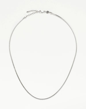 Stylist Short Square Snake Chain Necklace In Sterling Silver