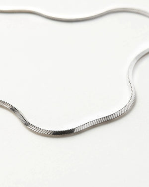 Stylist Short Square Snake Chain Necklace In Sterling Silver