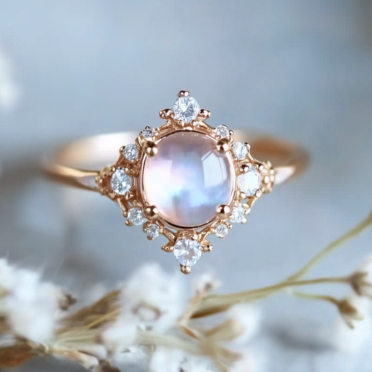 Moonstone Ring, Moonstone Engagement Ring 14k Gold