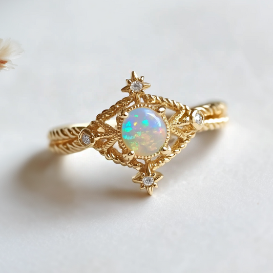 Ethiopian Opal Engagement Ring, Opal ring Solid Gold