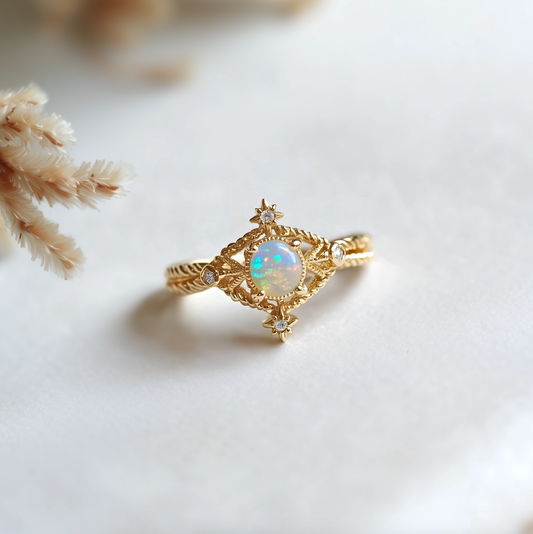 Ethiopian Opal Engagement Ring, Opal ring Solid Gold