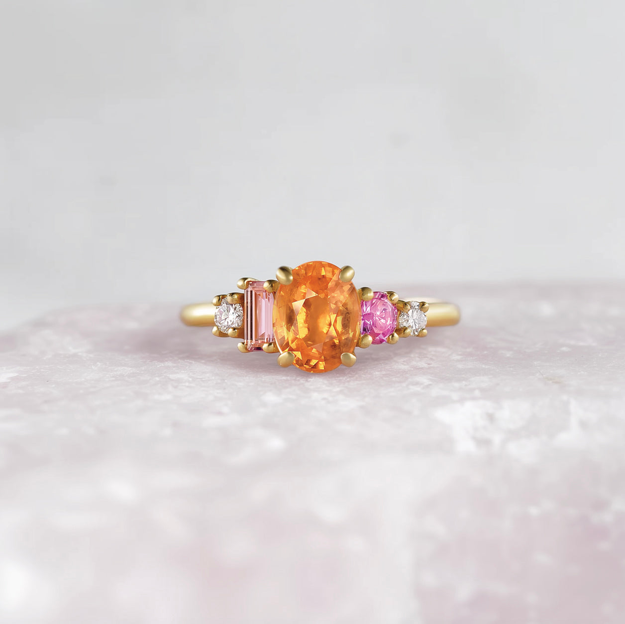 Flora’s Bouquet | Multistone Birthstone Ring – Garnet, Sapphire, Tourmaline & Moissanite