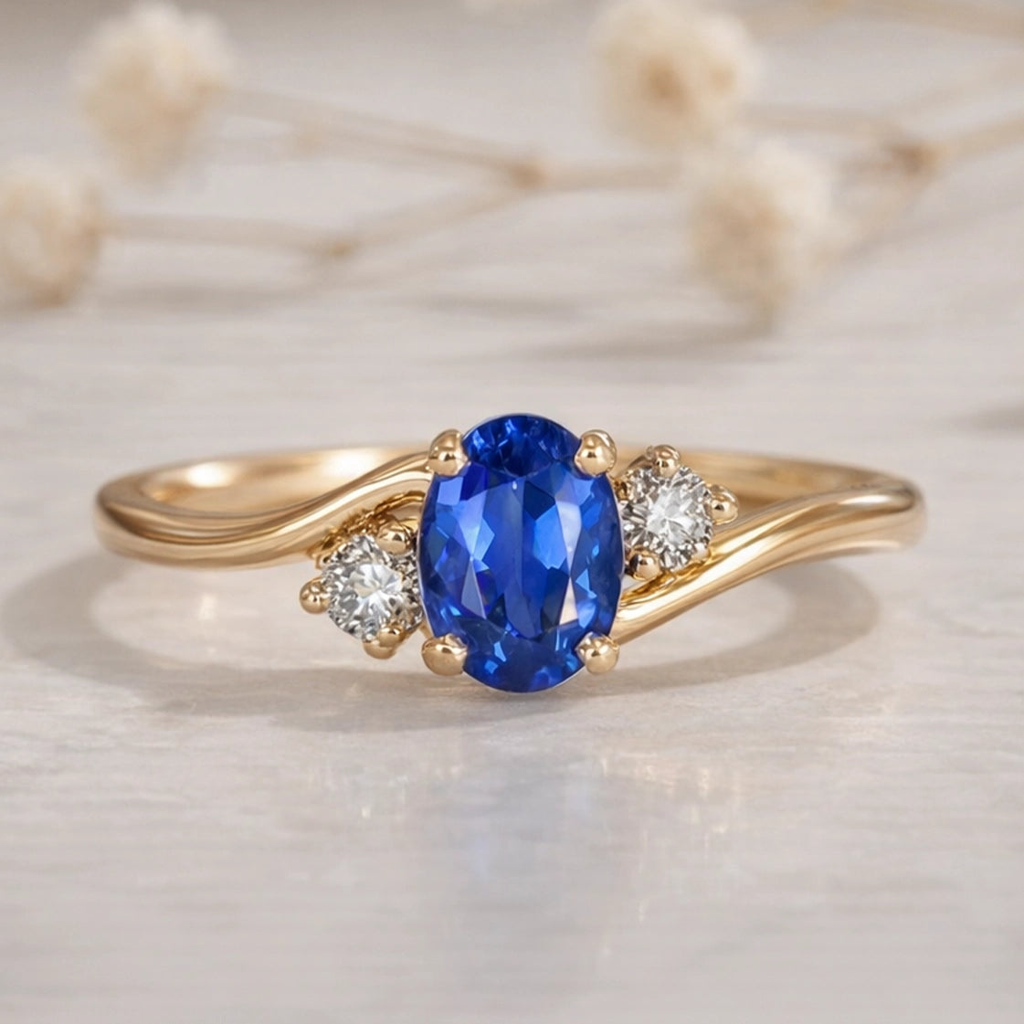 Luna's Curve | Blue Sapphire Vintage Engagement Ring