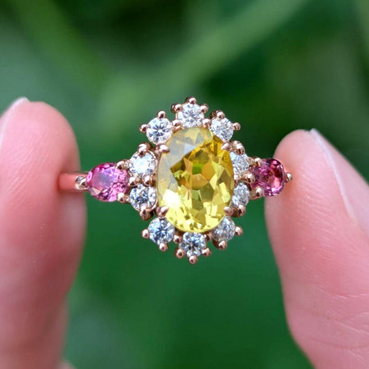 Yellow Sapphire Engagement Ring, Oval cut Sapphire Engagement Ring Wedding Ring
