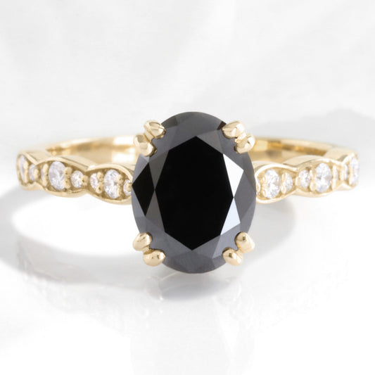 Vera's Midnight | Oval Black Diamond Solitaire Engagement Ring