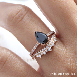 Pear Black Diamond Engagement Ring in Grace Solitaire Pave Band