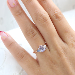 1.92 Ct. Pear Lavender Sapphire Ring in 14k Rose Gold Cluster Diamond Ring, Size 6.5
