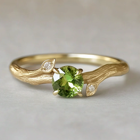 Green Ivy Peridot ring, Peridot Engagement ring