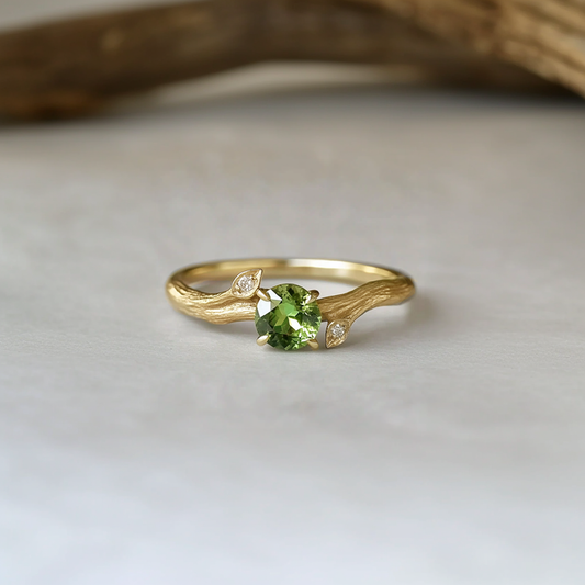 Green Ivy Peridot ring, Peridot Engagement ring