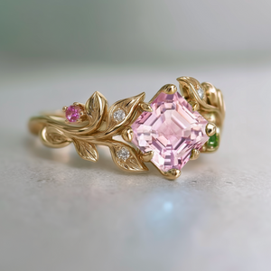 Dewblush Pink Tourmaline Engagement Ring, Engagement Ring Wedding Ring