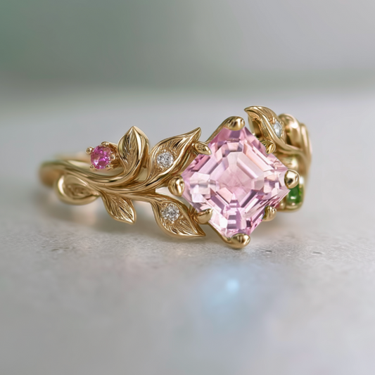 Dewblush Pink Tourmaline Engagement Ring, Engagement Ring Wedding Ring