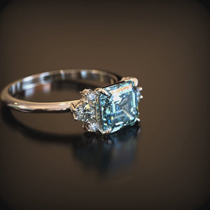 The Ulissa 2CT Asscher Cut Blue Gemstone Ring