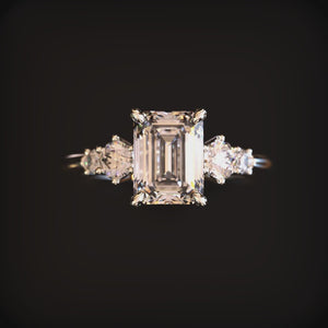 The Quinn Elise 2CT Emerald Cut Moissanite Ring