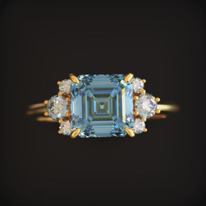 The Ulissa 2CT Asscher Cut Blue Gemstone Ring