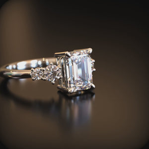 The Quinn Elise 2CT Emerald Cut Moissanite Ring