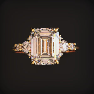 The Bella 3CT Emerald Cut Moissanite Ring